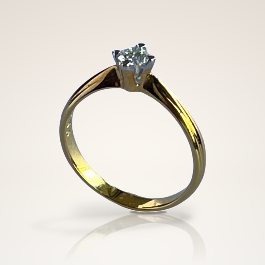 Grooved-Band Solitaire Ring